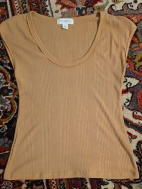 Treasure & Bond Ribbed Scoop Tank - Camel Brown